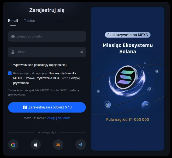 mexc gielda kryptowalut rejestracja
